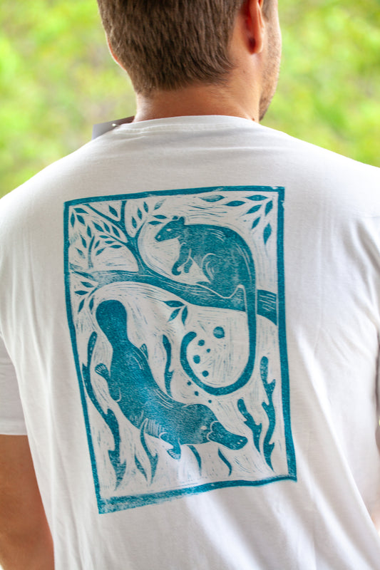 SAMPLE Platypus and Tree Kangaroo Lino Print T-Shirts