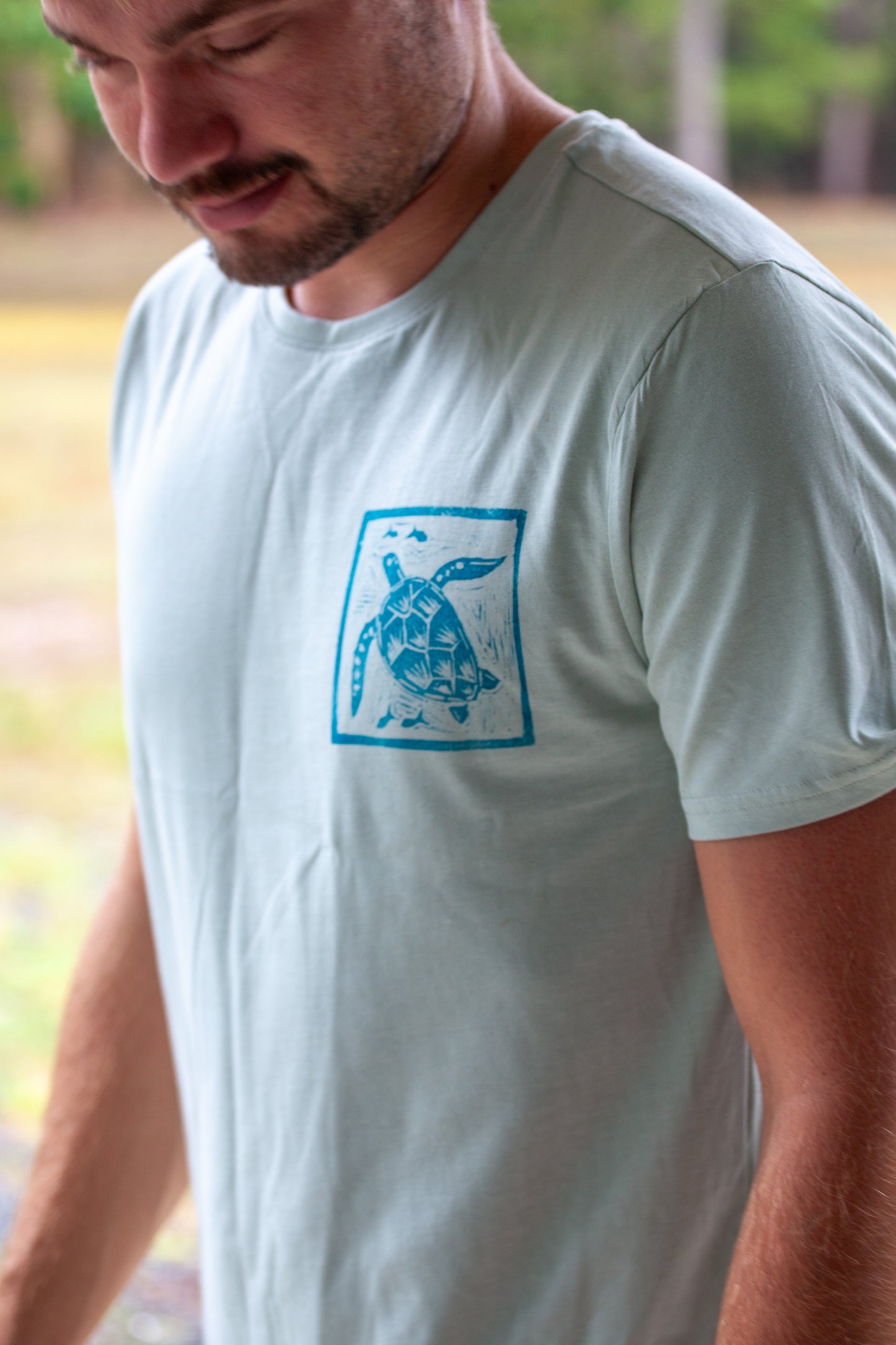 SAMPLE Turtle and Dugong Lino Print T-Shirts