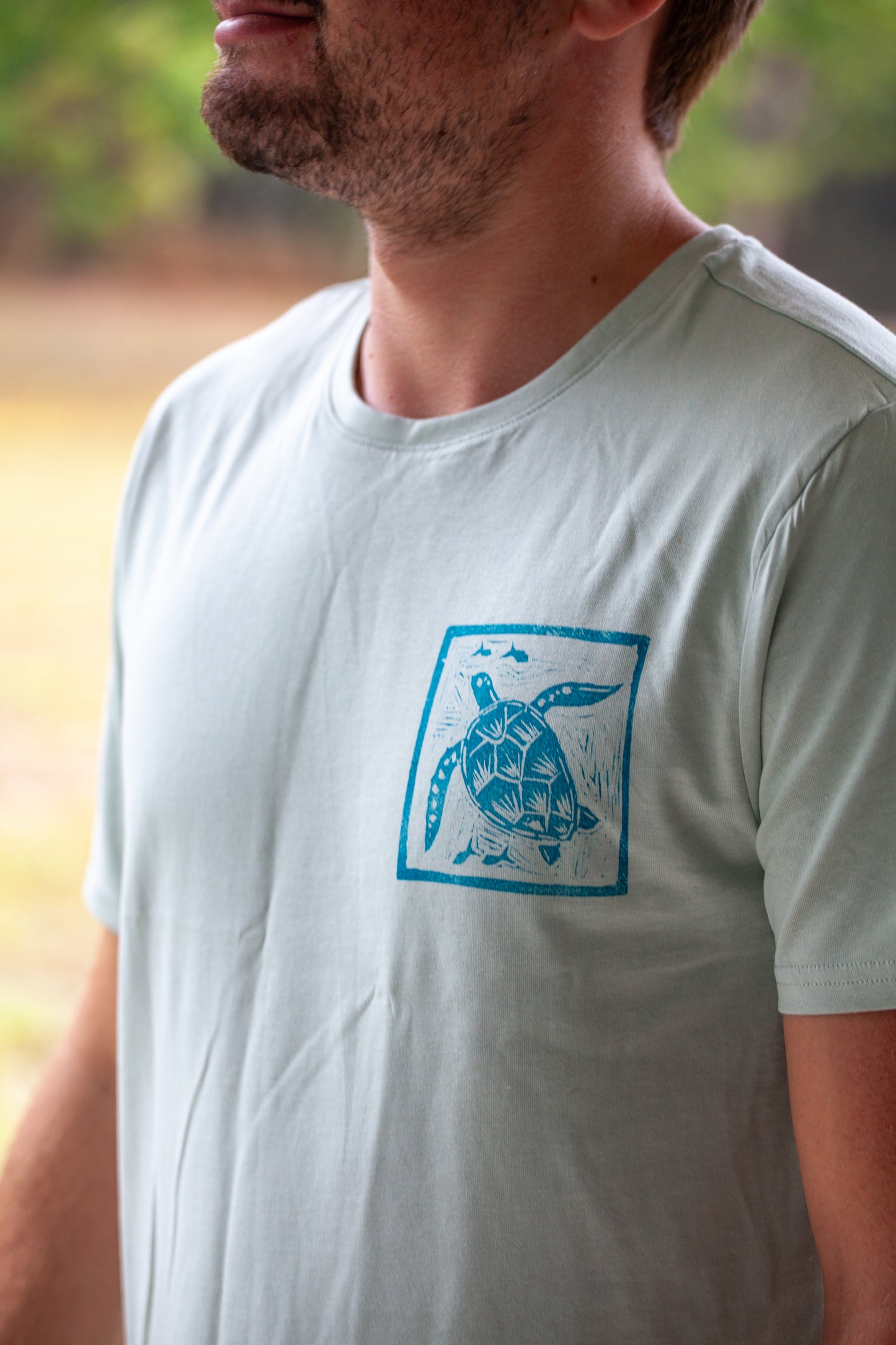 SAMPLE Turtle and Dugong Lino Print T-Shirts